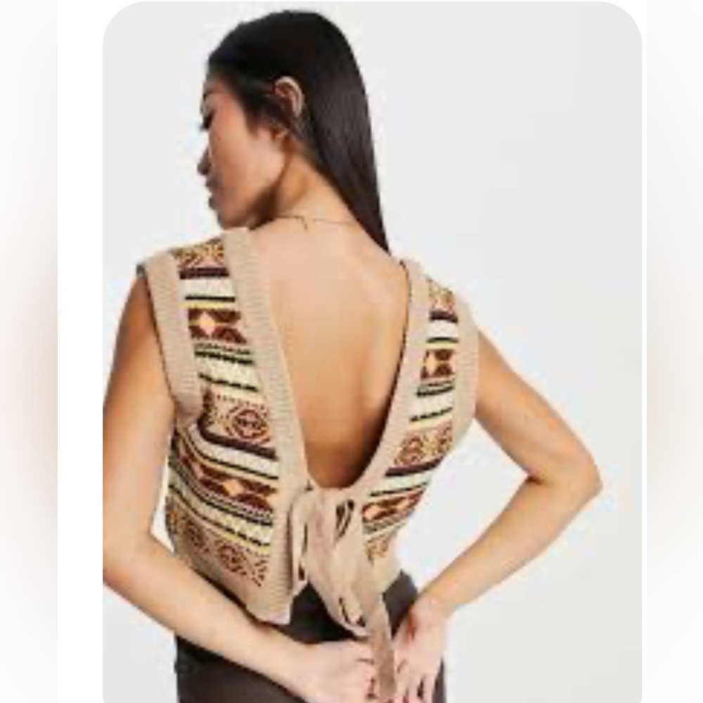 Cider Multicolor Knit Tie-Back Crop Top